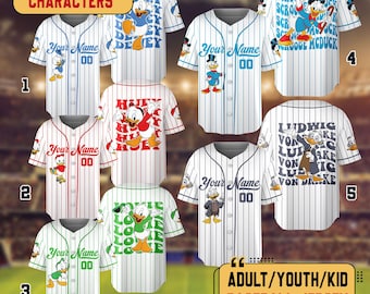 Personalized DuckTales Baseball Jersey, Huey Dewey Louie Matching Jersey, DuckTales Family Baseball Matching, DuckTales Lover Gifts 2025