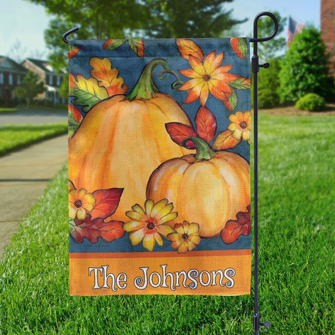 Personalized Pretty Pumpkins Welcome Garden Flag, Give Thanks Garden ...