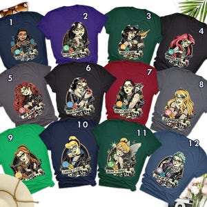 Disney Custom Princess Punk Rock Matching Shirt, Tattoo Rocker Princess Shirt, Tattoo Princess Shirt, Magic Kingdom Shirt, Girl Trip Shirts