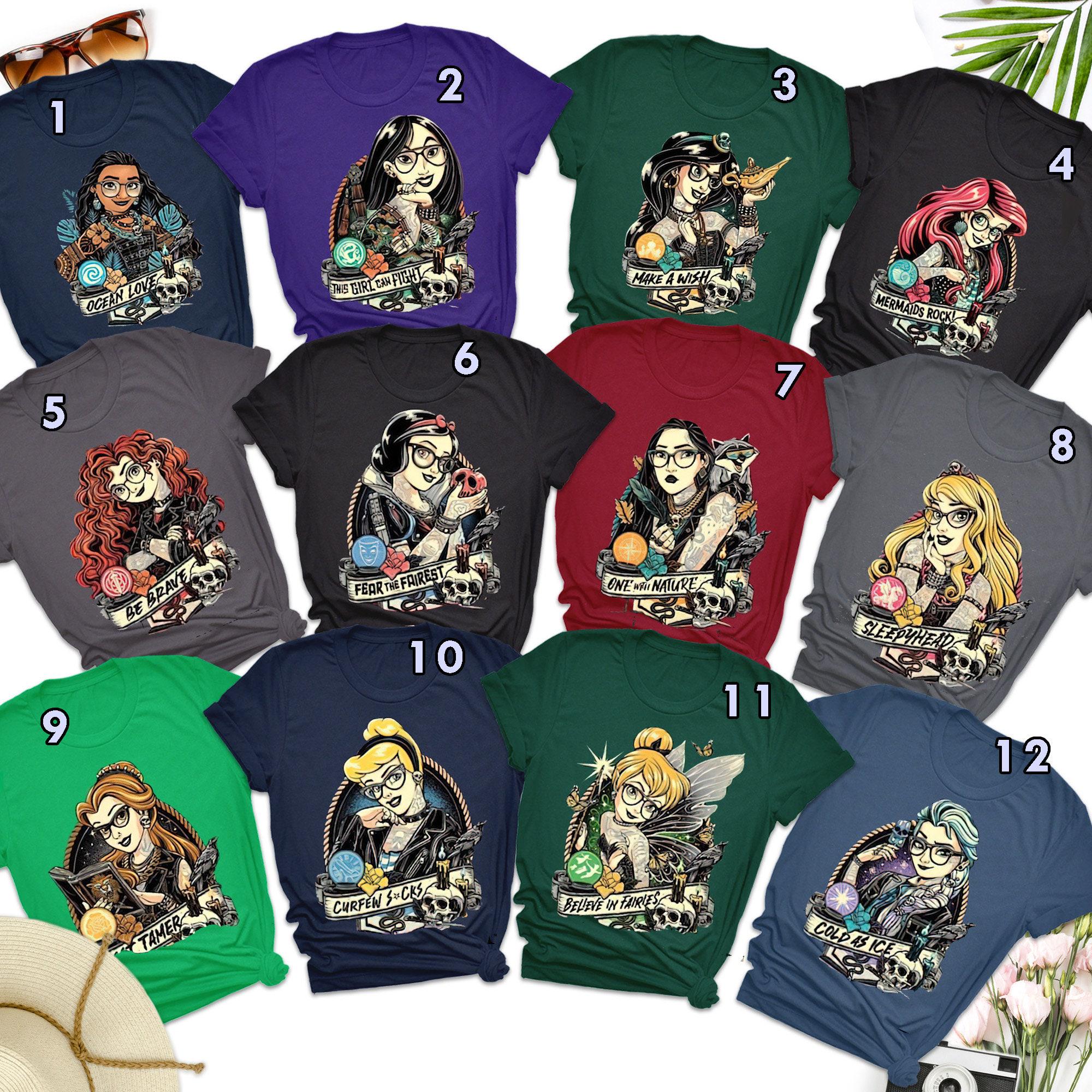 Disney Custom Princess Punk Rock Matching Shirt, Tattoo Rocker Princess Shirt, Tattoo Princess Shirt, Magic Kingdom Shirt, Girl Trip Shirts