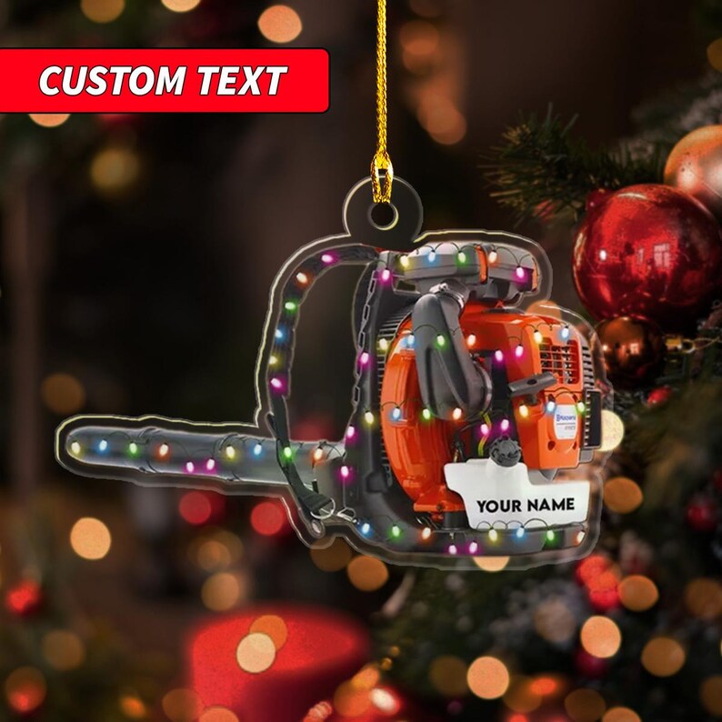 Custom Leaf Blowers Christmas Light Ornament 2D Acrylic Ornament, Leaf