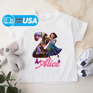 Disney Personalize Girl Birthday Shirt, Birthday Girl Custom Name Age T-Shirt, Comedy Family Movie Matching Tee, Birthday Gift For Daughter