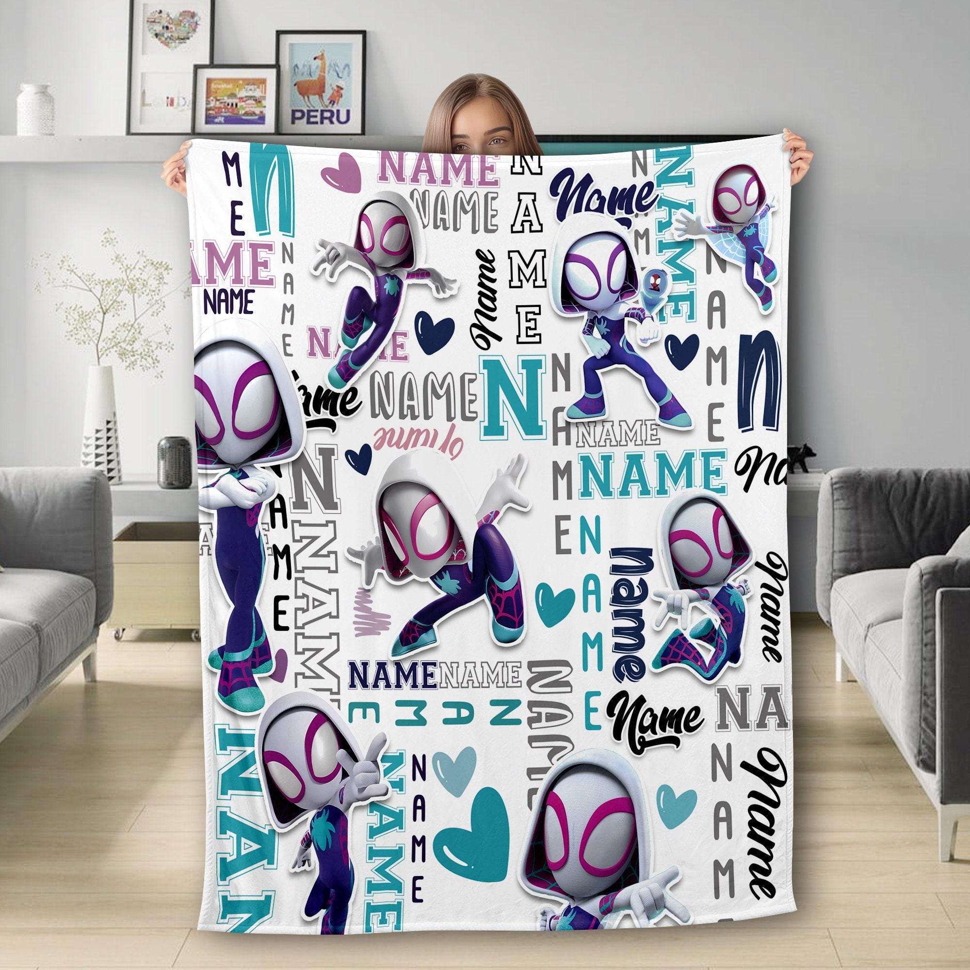 Discover Personalized Spider And Friends Blanket, Superhero Movie Blanket, Characters Blanket Christmas Gift, Spider Fleece Blanket, Spider Quilt