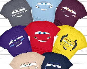 Disney Cars Face Outline Family Matching Shirt, Disney Birthday Crew Shirt, Cars Group Shirt, Disney Vacation, Disney Cars Shirt, Cars Shirt