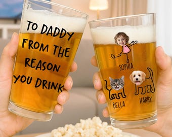 Personalized Beer Mug For Dad - Custom Name & Photo Gift For Father's Day, Birthday, Anniversary From Kids