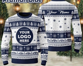 Custom Logo Ugly Sweater, Your Business Logo Brand Logo, Front and Back Logo Sweatshirt Your Design Here Team Logo Sweater Company Logo Gift