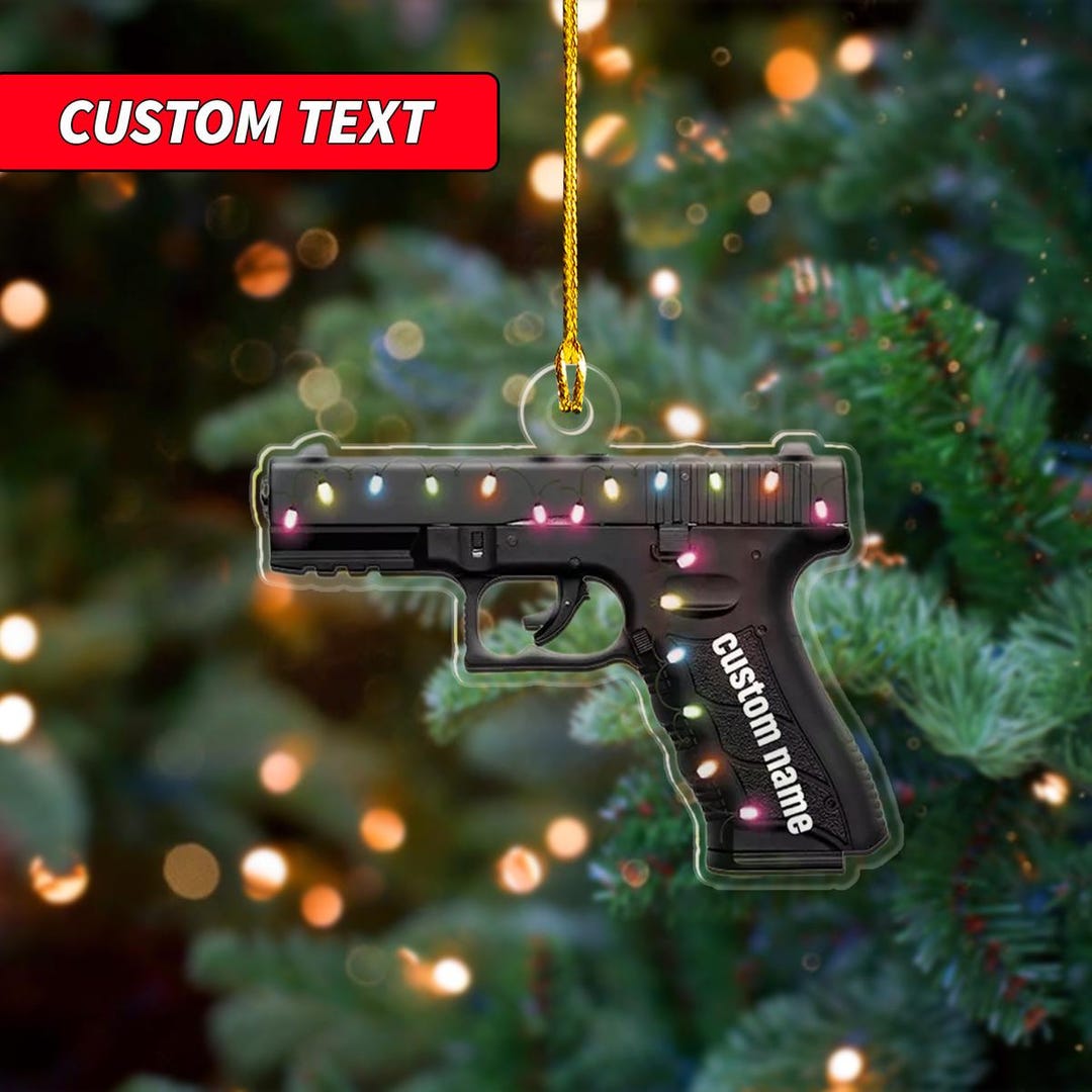 Personalized Gun Ornament, Run Christmas Ornament Blackgifts for