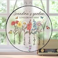Personalized Grandmas Garden Stained Glass, Custom Grandma Love Grows Here Suncatcher, Birth Month Flowers With Names Gift, Mothers Day Gift