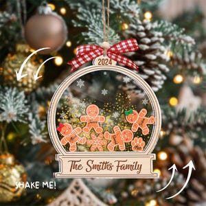 Personalized Gingerbread Family Members Christmas Shaker Ornament, Custom Family Ornament 2024, Cookie Ornament Gift For Family