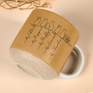 Personalized Cat With Name Pottery Mug, Custom Cat Mug Gift, Unique Cat Lover Present, Gift For Cat Owner, Family Gift, Pet Lover