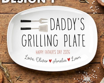Assiette personnalisée pour faire griller le 4 juillet pour papa, plateau de service personnalisé, décoration du 4 juillet, cadeau amateur de barbecue pour papa, cadeau grill maître papa