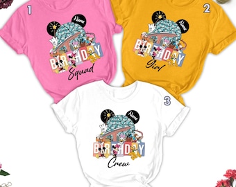 Customized Mickey And Friends Epcot 2024  Tee, Mickey Epcot Birthday Squad Tee, Birthday Boy Girl Crew Family Matching Shirt
