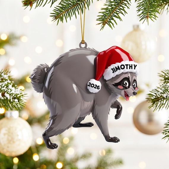Jimothy 3D Relief Acrylic Ornament, Viral Seattle Raccoon Christmas Decor, Funny Secret Santa Gift, Jimothy the Raccoon Keepsake