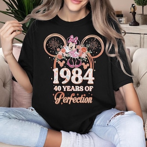 Custom Made in 1984 40 Years of Perfection Disney Tee, Custom Minnie Birthday Gift, Personalized 40th 50Th Birthday, Funny Minnie Ears Shirt