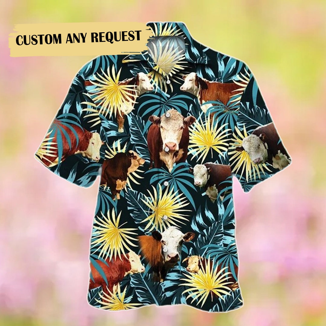 Hereford Cattle pattern Hawaiian Shirt, Summer Hawaiian Shirts for Men and Women Aloha Beach Shirt HO1056