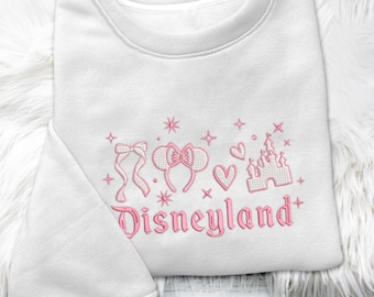 Minnie Pink Castle Embroidered Sweatshirt, Cute Pinky Minnie Mouse Bow Sweater, Magic Kingdom Sweatshirt, Girls Trip Hoodie, Besties Shirt