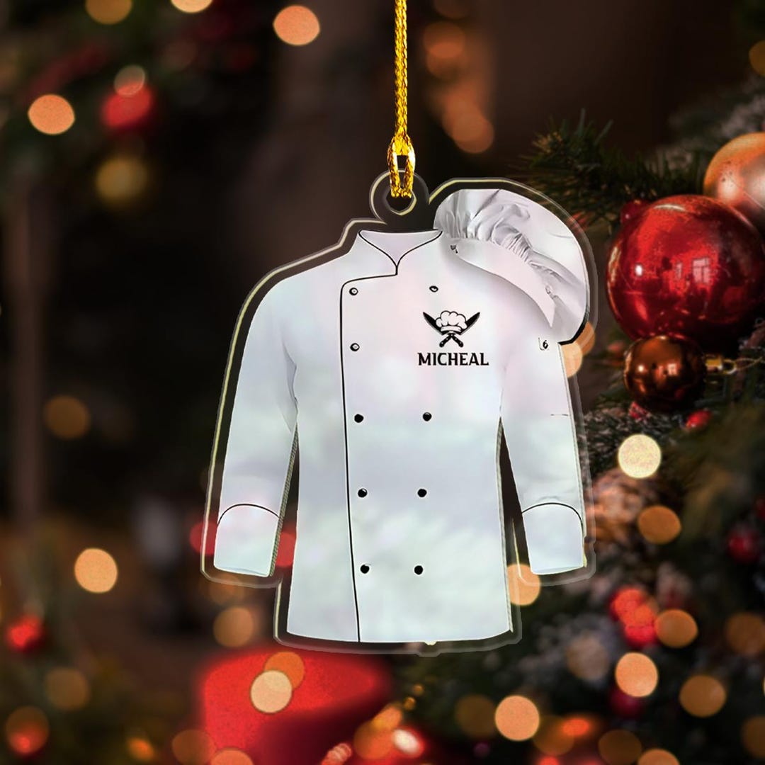 Personalized Chef Uniform 2D Flat Ornament, Custom Chef Hat Ornament