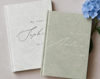 French Toile De Jouy Vow Books, Custom His And Her Vow Books Elegant Wedding Journal, Personalized Romantic Wedding Ceremony Gift
