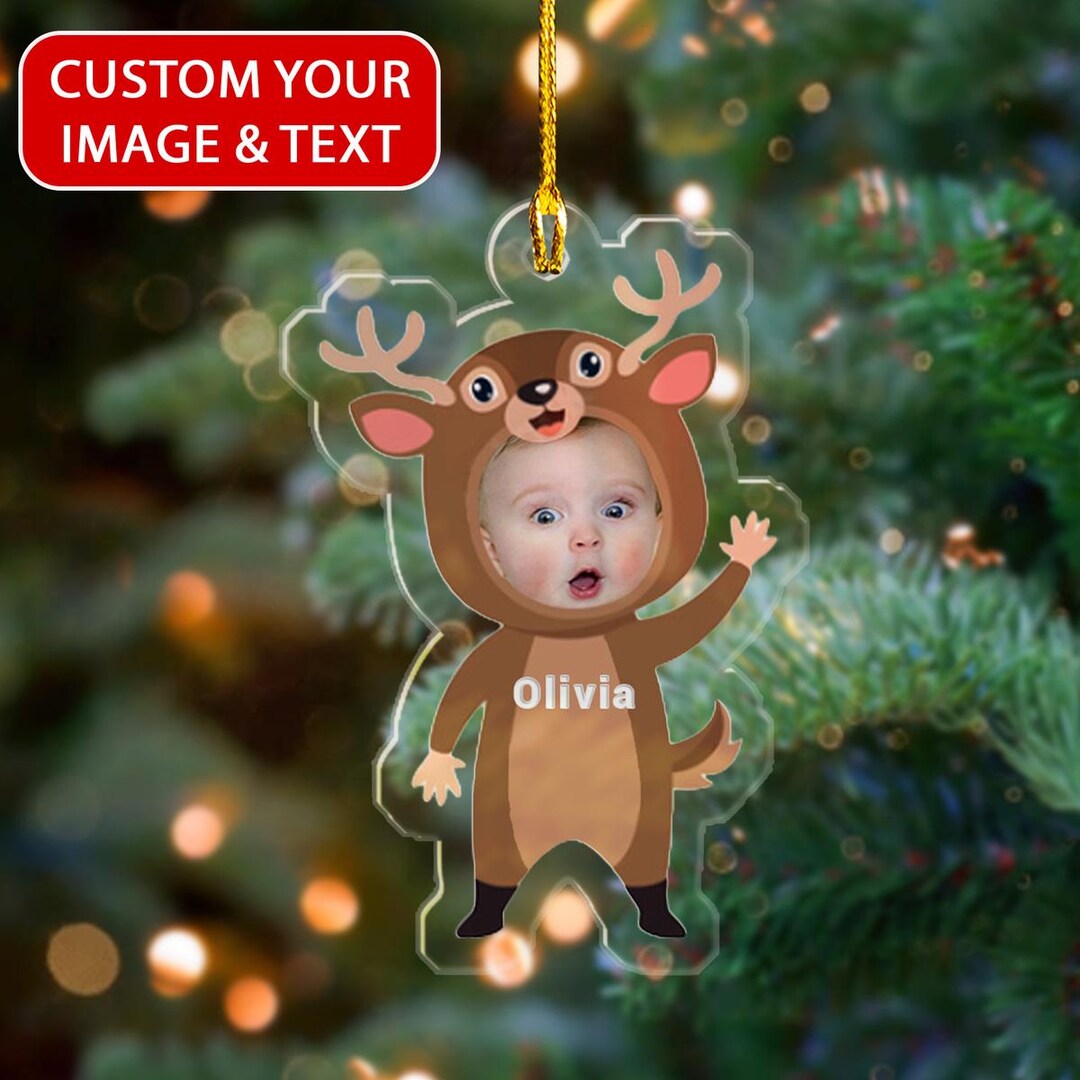 Personalized Funny Children Wearing Animal Costumes Ornament, A Cartoon