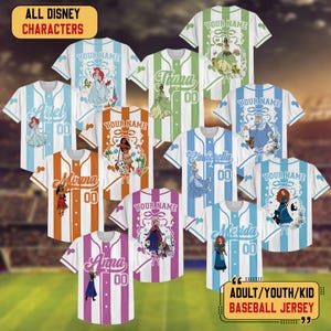 Personalized Disney Tiana Princess Striped Baseball Jersey, Custom Princess And The Frog Bow Coquette Jersey, Disney Girl Trip Birthday Gift