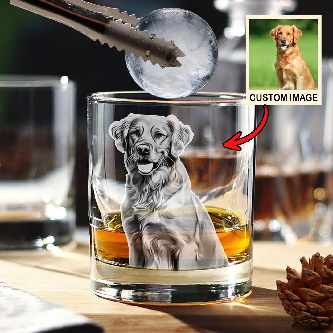 A Man And His Dogs - Personalized Custom Whiskey Glass