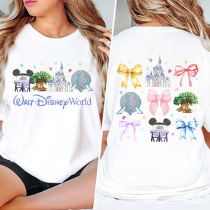 Disney Retro Magic Kingdom Coquette Bow Shirt, Happinest Castle Comfort Colors Shirt, Hollywood Studios Matching Tee, Family Trip Shirt