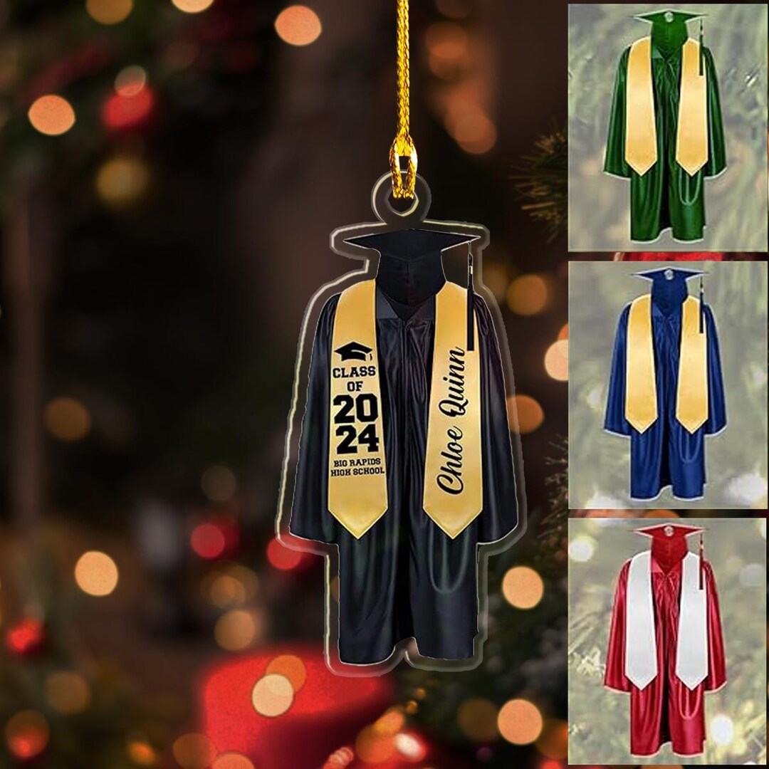 Custom Graduation Gown High School Senior Christmas Ornament, Gifts for