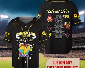 Funny Disney Goofy Powerline Tour Baseball Jersey, Goofy Baseball Shirt, Goofy Baseball Shirt, Disney Goofy Jersey Shirt, Gift For Fan