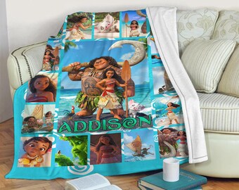 Personalized Native Princess Family Fleece Blanket, Custom Name Animated Warrior Blanket, Magic Kingdom, Birthday Gift, Home Decor