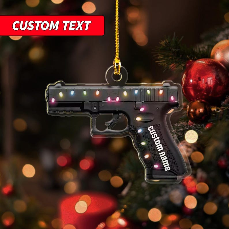 Personalized Gun Ornament, Run Christmas Ornament Blackgifts for