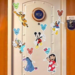 Disney All Characters Mickey Balloon Cruise Line Magnet, Mickey Pooh Stitch Toy Story Cruise Magnet, Custom Family Cruise Door Magnet