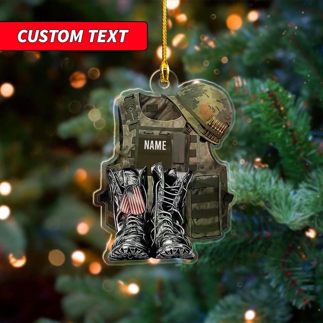 Personalized Veteran Car Ornament, Custom Name Veteran Ornaments