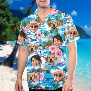 Custom Hawaiian Shirt With Face, Personalized Hawaiian Shirt Face Photo, Custom Button Shirt, Custom Gift For Man Woman Dad Couple Family