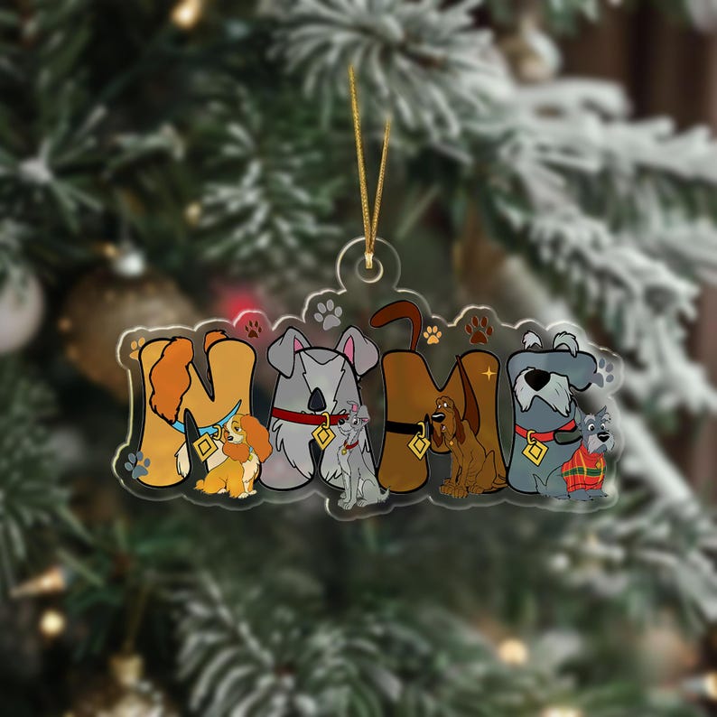 Personalized Lady and the Tramp Christmas Ornament, Custom Name