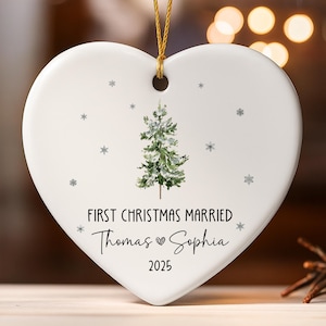 Custom First Christmas Married Ornament, Mr Mrs Ornament, Personalized Wedding Gift, Newlywed Christmas Gift, Our First Christmas Ornament