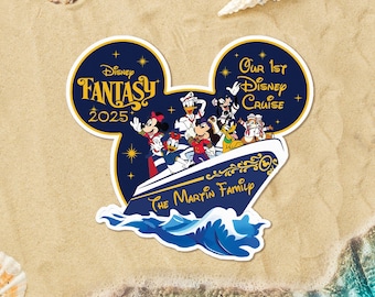Custom Our 1st Disney Cruise Magnet, Personalized Disney Cruise Door Magnet, Mickey & Friends Family Trip Cruise Chip &#39;n&#39; Dale Magnet
