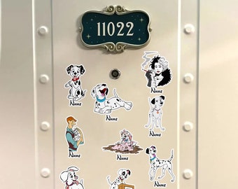 Benutzerdefinierte 101 Alle Dalmatiner Hund Kreuzfahrt Magnete, lustige Hundefilmfiguren Türmagnete für Kreuzfahrtschiffe, Hundegeburtstagsfeier Geschenk für Kind RE