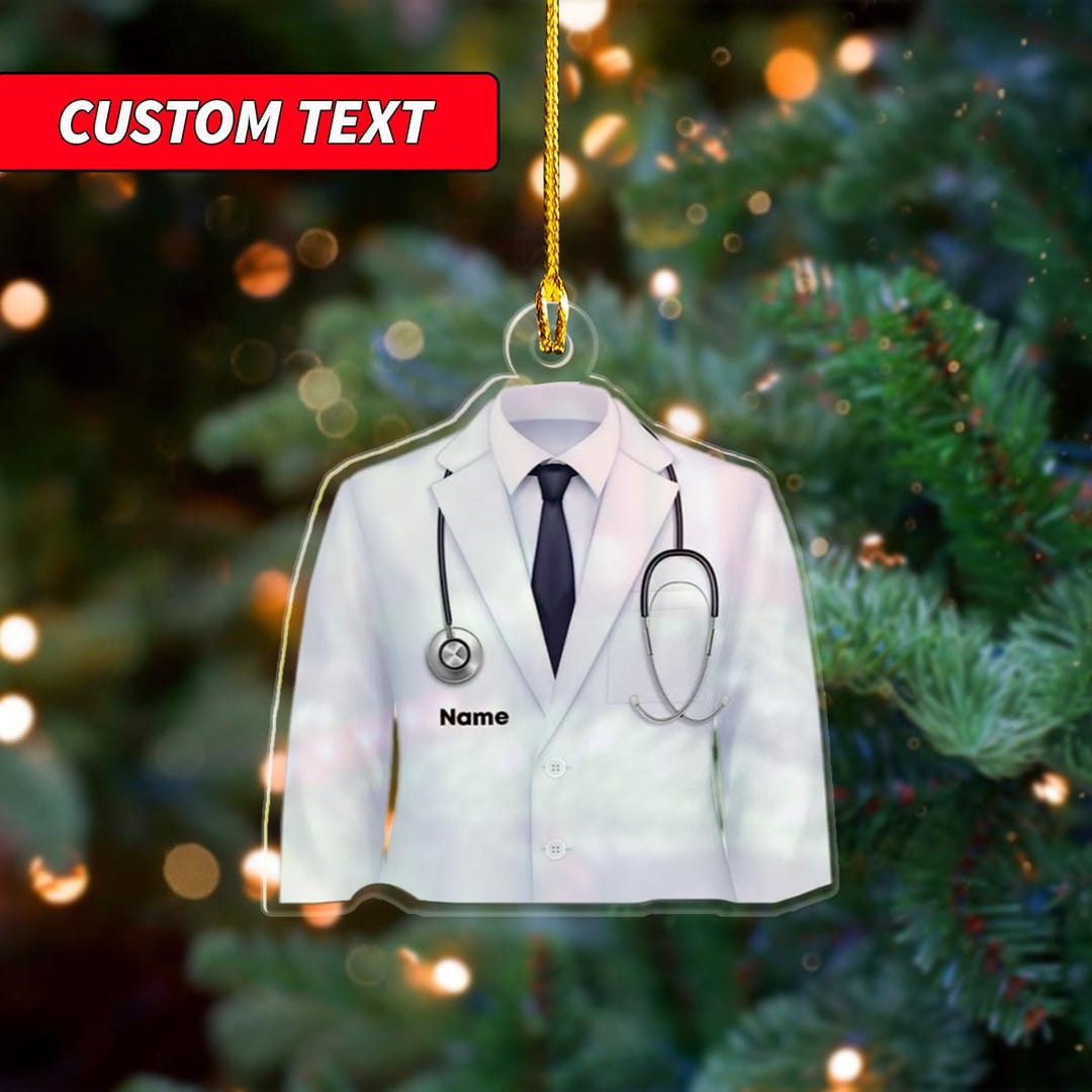 Personalized Doctor Blouse Christmas Ornament, Doctor Uniform Christmas