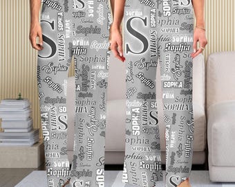 Personalized Name Pajamas Pants, Custom Colors Name Pajamas Pants, Custom  Pajamas Pants with Name, Matching Pajamas, Xmas Gift