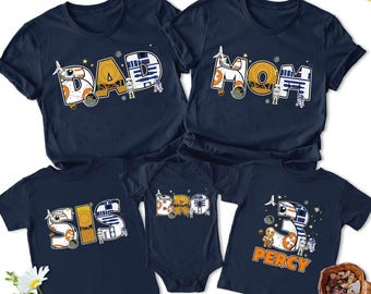 Personalized Outer Space Wars Disney Tee, Custom Name Robots Movie Birthday Shirt, Robot Birthday Party Theme, Family Matching Shirt