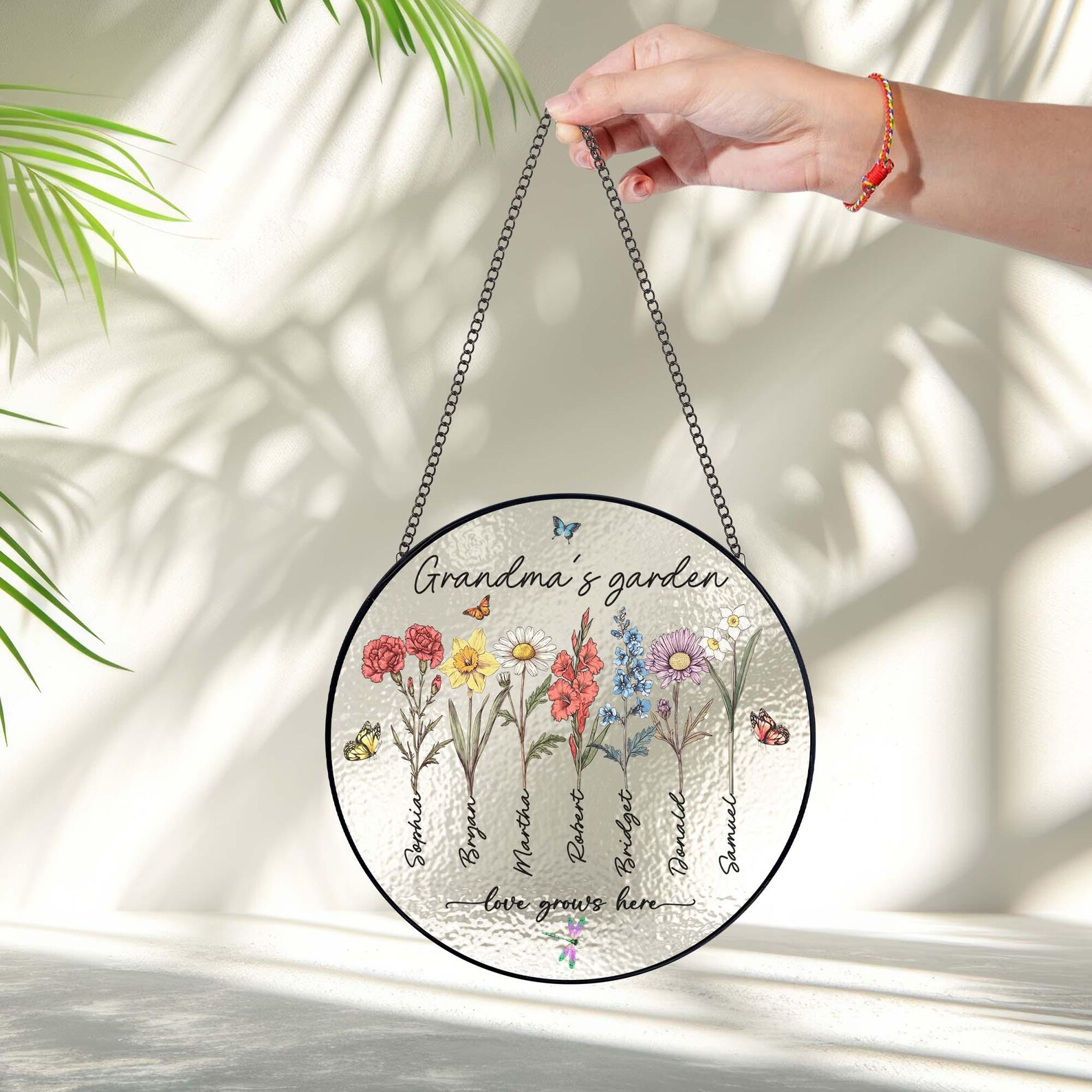 Personalized Grandma's Garden Stained Glass, Custom Love Grows Here ...