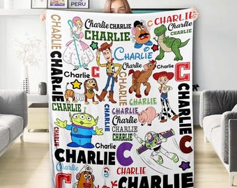 Personalized Coiled Body Dog Plush Fleece Blanket, Custom Name Toy Characters Blanket, Magic Kingdom, Sofa Blanket, Home Decor Birthday Gift