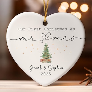 First Christmas Engaged Ornament, Personalized Engagement Gift for Couples, Custom Engagement Christmas Keepsake, Engaged Christmas Ornament