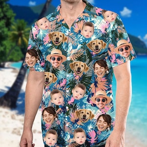 Custom Hawaiian Shirt With Face, Personalized Hawaiian Shirt Face Photo, Custom Button Shirt, Custom Gift For Man Woman Dad Couple Family