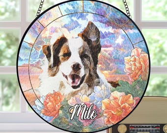 Custom Dog Photo Window Suncatcher, Puppy Loss Gift Suncatcher