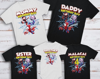 Personalized Spidey and Friends Birthday Family Shirt, Spider Birthday Matching T-Shirt, Spider Hero Kid Disney, Superhero Family Party Tee