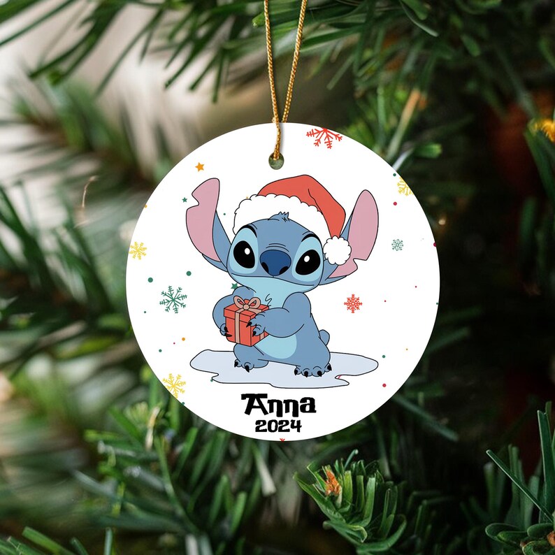 Personalized Stitch Christmas Ornament, Custom Stitch Blue Dog