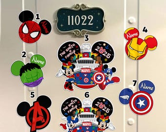 Personalized Mickey Minnie Super Heroes Cruise Magnet, Custom Day At Sea 2025, Dream Family Cruise Ship Stateroom Door