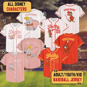 Personalized Disney Dumbo Baseball Jersey, Baseball Jersey Sports Team, Cute Birthday Gifts For Fans, Elephant Disneyland Family Matching