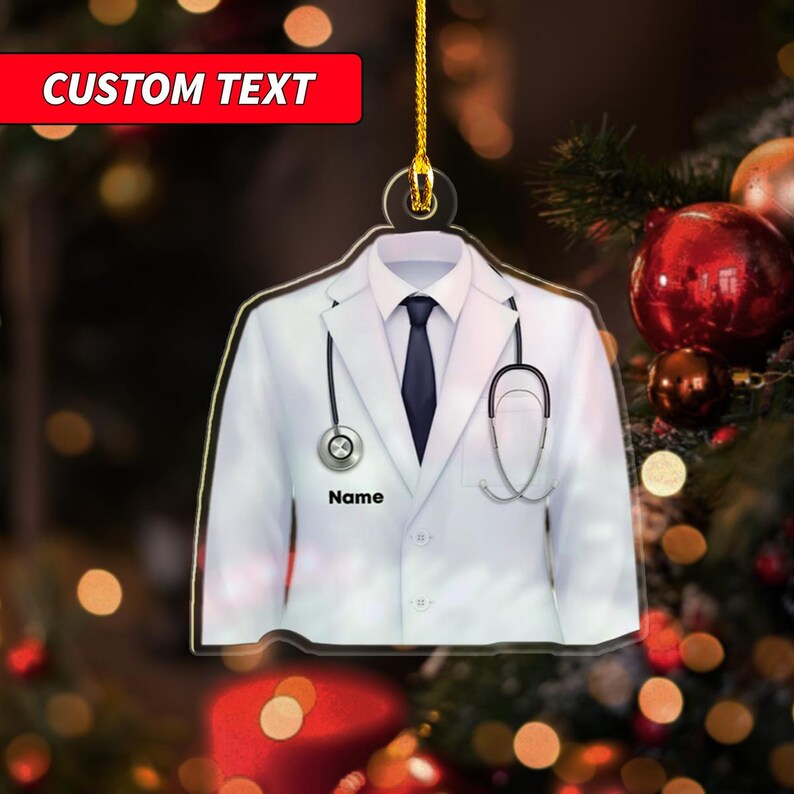 Personalized Doctor Blouse Christmas Ornament, Doctor Uniform Christmas